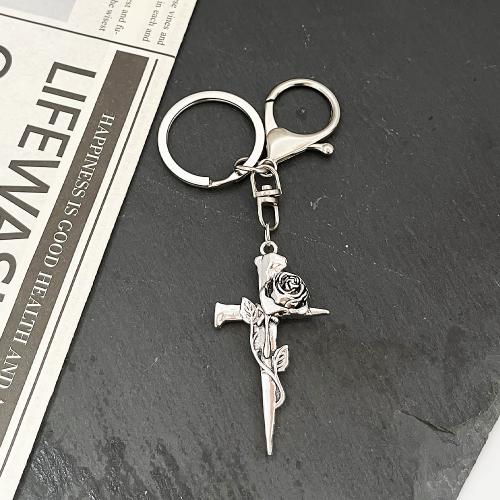 Bag Purse Charms Keyrings Keychains, Tibetan Style, Cross, gold color plated, fashion jewelry, silver color, Sold By PC