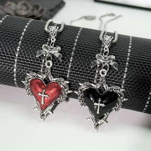 Collier en alliage de zinc Pull, coeur, Placage de couleur d'or, bijoux de mode & émail, plus de couleurs à choisir, Vendu par PC