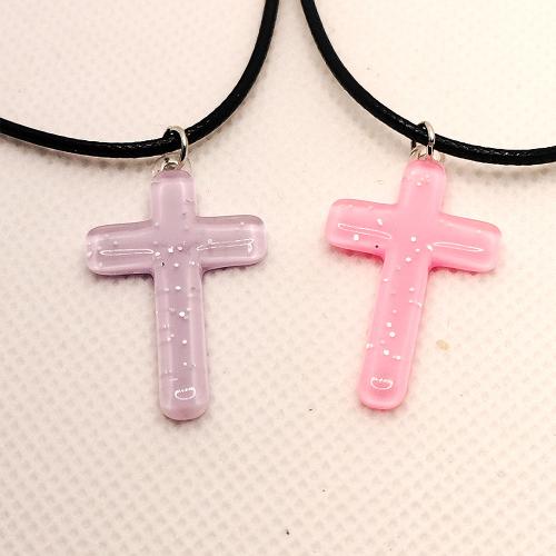 Acrylic Necklace, Cross, gold color plated, fashion jewelry, more colors for choice, Length:50 cm, Sold By PC
