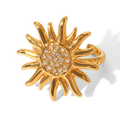 Rhinestone Stainless Steel Jewelry Set, 304 Stainless Steel, Sun, plated, fashion jewelry & for woman & with rhinestone, golden, Sold By PC