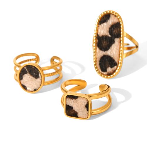 Stainless Steel Finger Ring, 304 Stainless Steel, with horse hair, plated, different styles for choice & for woman & hollow, golden, Sold By PC