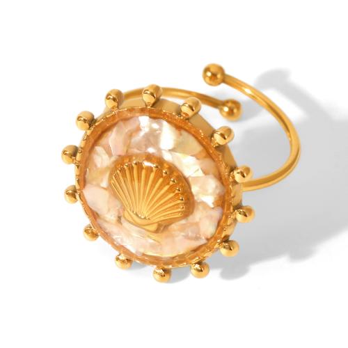 Stainless Steel Finger Ring, 304 Stainless Steel, with Resin, 18K gold plated, fashion jewelry & different styles for choice & for woman, Sold By PC