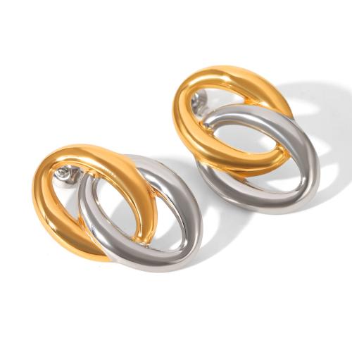 Stainless Steel Stud Earrings, 304 Stainless Steel, plated, different styles for choice & for woman & two tone & hollow, Sold By Pair