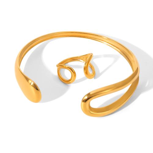 Edelstahl Schmucksets, 304 Edelstahl, plattiert, verschiedene Stile für Wahl & für Frau & hohl, goldfarben, verkauft von PC