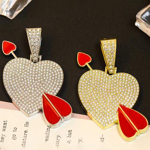 Подвески Цинкового Сплава Горного Хрусталя, цинковый сплав, Сердце, Другое покрытие, DIY & эмаль & со стразами, Много цветов для выбора, продается PC