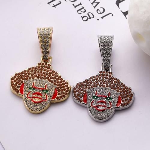Tibetan Style Rhinestone Pendants, clown, plated, DIY & enamel & with rhinestone, more colors for choice, 40x39mm, Sold By PC