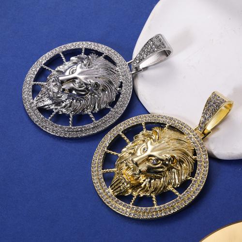 Tibetan Style Rhinestone Pendants, Lion, plated, DIY & with rhinestone, more colors for choice, 66x60mm, Sold By PC