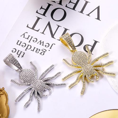 Tibetan Style Rhinestone Pendants, Spider, plated, DIY & with rhinestone, more colors for choice, 54x61mm, Sold By PC