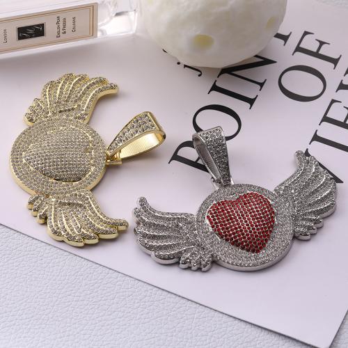 Tibetan Style Rhinestone Pendants, Angel Wing, plated, DIY & with rhinestone, more colors for choice, 43x80mm, Sold By PC