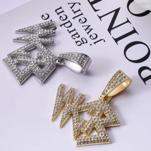 Tibetan Style Rhinestone Pendants, Alphabet Letter, plated, DIY & with rhinestone, more colors for choice, 4.40x5.10mm, Sold By PC