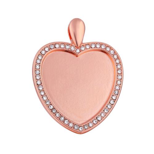 Cinc aleación Colgante Cabujón ajuste, aleación de zinc, Corazón, chapado, Bricolaje & con diamantes de imitación, más colores para la opción, 25mm, Vendido por UD