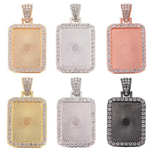 Cinc aleación Colgante Cabujón ajuste, aleación de zinc, Rectángular, chapado, Bricolaje & con diamantes de imitación, más colores para la opción, 18x25mm, Vendido por UD