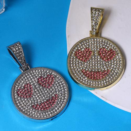 Colgantes de diamantes de imitación de la aleación de zinc, Esférico, chapado, Bricolaje & con diamantes de imitación, más colores para la opción, 48x44mm, Vendido por UD