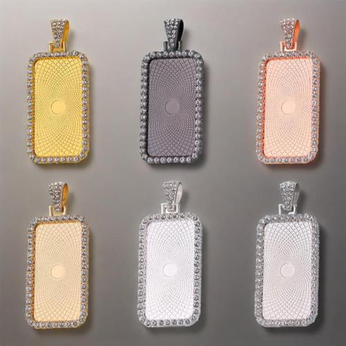 Cinc aleación Colgante Cabujón ajuste, aleación de zinc, Rectángular, chapado, Bricolaje & con diamantes de imitación, más colores para la opción, 18x37mm, Vendido por UD