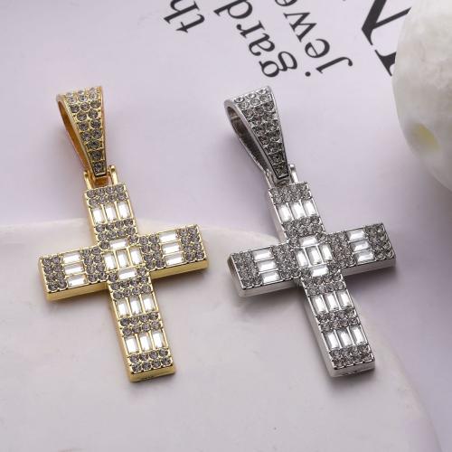 Colgantes de diamantes de imitación de la aleación de zinc, Cruces, chapado, Bricolaje & micro arcilla de zirconia cúbica & con diamantes de imitación, más colores para la opción, 53x36mm, Vendido por UD