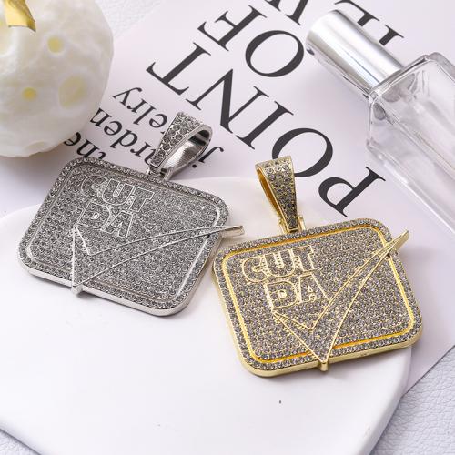 Tibetan Style Rhinestone Pendants, Square, plated, DIY & with rhinestone, more colors for choice, 27x60mm, Sold By PC