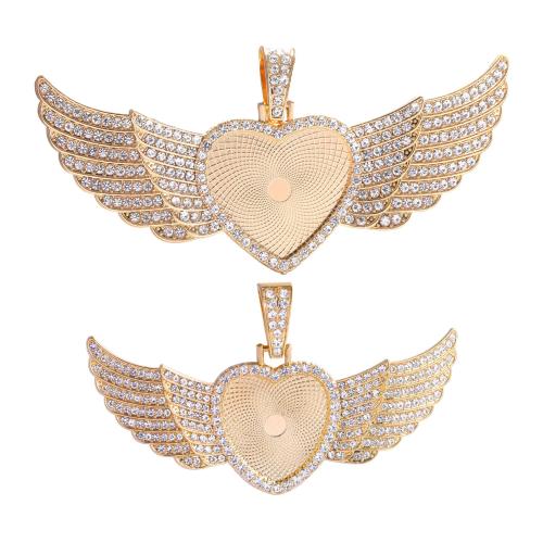 Tibetan Style Pendant Cabochon Setting, Angel Wing, plated, DIY & with rhinestone, more colors for choice, 25mm, Sold By PC
