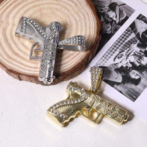 Подвески Цинкового Сплава Горного Хрусталя, цинковый сплав, пистолет, Другое покрытие, DIY & со стразами, Много цветов для выбора, 45x56mm, продается PC