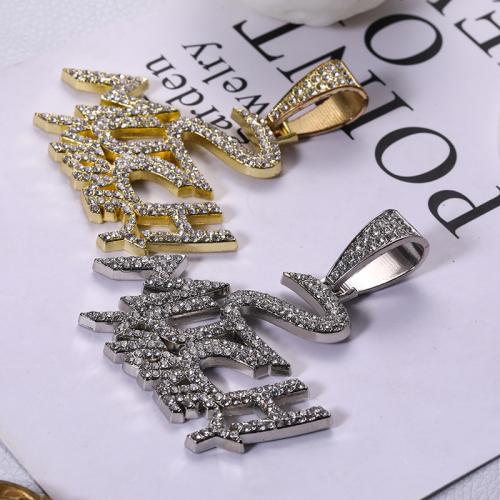 Подвески Цинкового Сплава Горного Хрусталя, цинковый сплав, Алфавитное письмо, Другое покрытие, DIY & со стразами, Много цветов для выбора, 53x58mm, продается PC