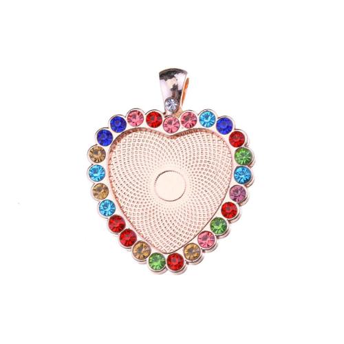 Tibetan Style Pendant Cabochon Setting, Heart, plated, DIY & with rhinestone, more colors for choice, 25mm, Sold By PC