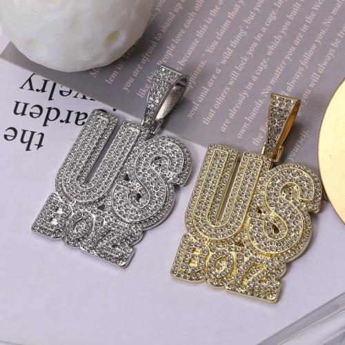 Подвески Цинкового Сплава Горного Хрусталя, цинковый сплав, Алфавитное письмо, Другое покрытие, DIY & со стразами, Много цветов для выбора, 58x45mm, продается PC