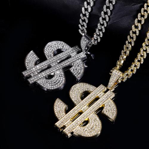 Подвески Цинкового Сплава Горного Хрусталя, цинковый сплав, Знак доллара, Другое покрытие, DIY & со стразами, Много цветов для выбора, 75x63mm, продается PC