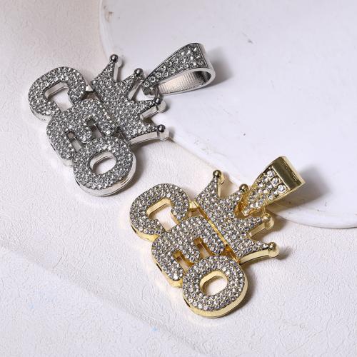 Colgantes de diamantes de imitación de la aleación de zinc, Carta del alfabeto, chapado, Bricolaje & con diamantes de imitación, más colores para la opción, 38x45mm, Vendido por UD