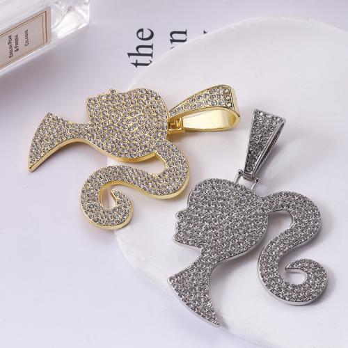 Colgantes de diamantes de imitación de la aleación de zinc, Carta del alfabeto, chapado, Bricolaje & con diamantes de imitación, más colores para la opción, 53x53mm, Vendido por UD