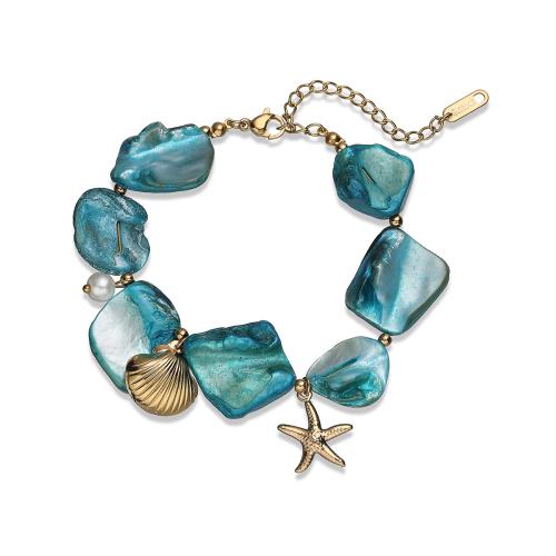 Bracelet bijoux coquillage, Acier inoxydable 304, avec coquille & perle de plastique, Placage, bijoux de mode & styles différents pour le choix & pour femme, Vendu par PC