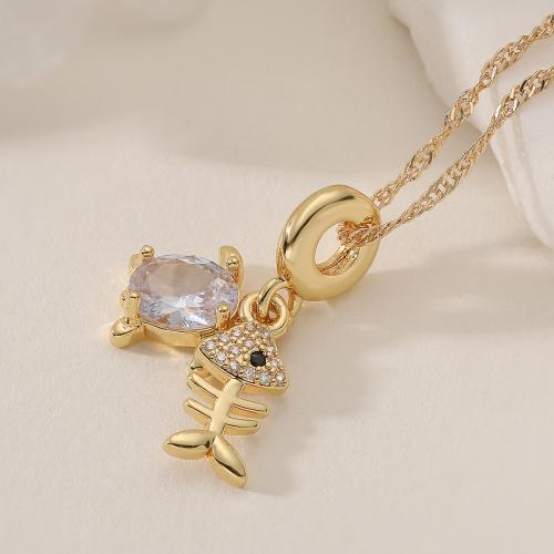 Cubic Zircon Micro Pave Brass Necklace, with Cubic Zirconia, 18K gold plated, different styles for choice & for woman, Sold By PC