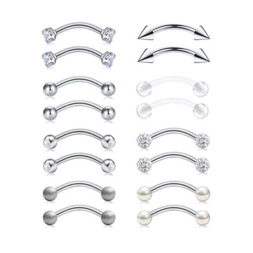 acero inoxidable 304 Sistema de la joyería Piercing del cuerpo, unisexo & diferentes estilos para la opción & micro arcilla de zirconia cúbica, 8mm, Vendido por Set