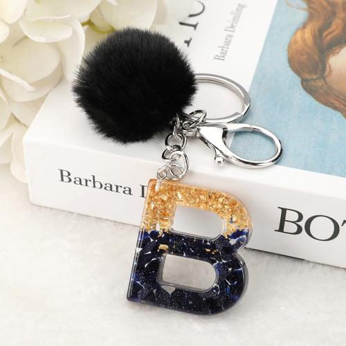 Resin Key Clasp, with Ores & Gold Foil & Plush, Alphabet Letter, Unisex & different styles for choice, Sold By PC
