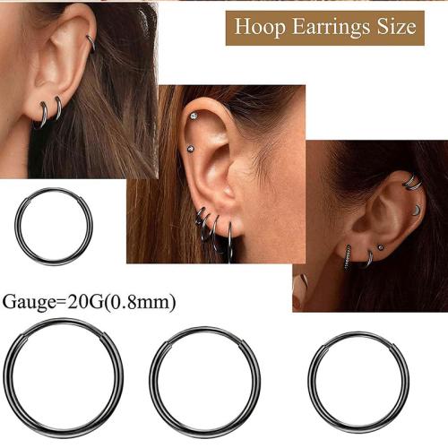 304 Stainless Steel Huggie Hoop Earring, Donut, plated, Unisex & different size for choice, more colors for choice, Sold By Pair