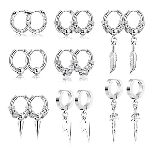 304 Stainless Steel Earring Set, plated, fashion jewelry & Unisex, more colors for choice, earring length 13-50mm, Sold By Set