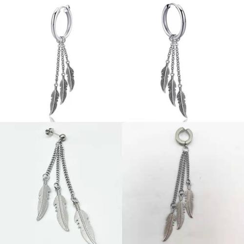 304 Stainless Steel Tassel Earring, fashion jewelry & Unisex & different styles for choice, original color, 50mm, Sold By PC