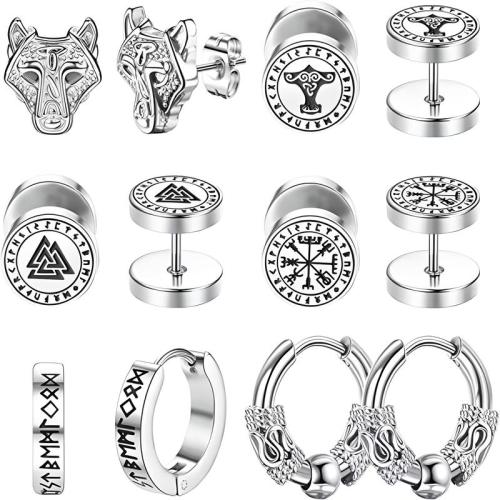 304 Stainless Steel Earring Set, plated, fashion jewelry & Unisex, more colors for choice, Sold By Set