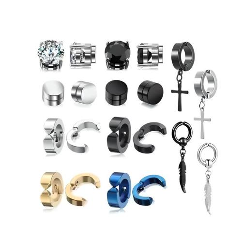 304 Stainless Steel Earring Set, plated, fashion jewelry & Unisex & with rhinestone, earring length 6-35mm, Sold By Set