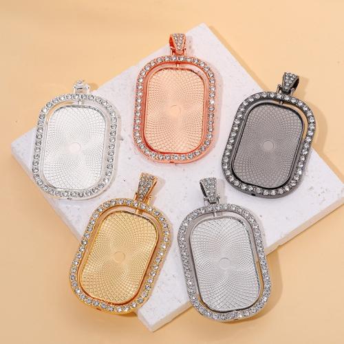 Cinc aleación Colgante Cabujón ajuste, aleación de zinc, chapado, Bricolaje & con diamantes de imitación, más colores para la opción, 23x37mm, Vendido por UD