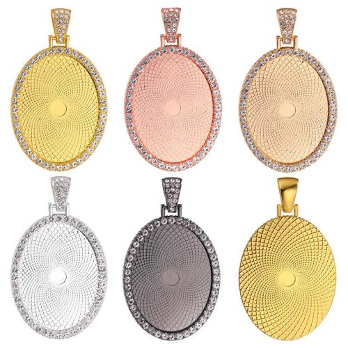 Cinc aleación Colgante Cabujón ajuste, aleación de zinc, chapado, Bricolaje & con diamantes de imitación, más colores para la opción, 20x30mm, Vendido por UD