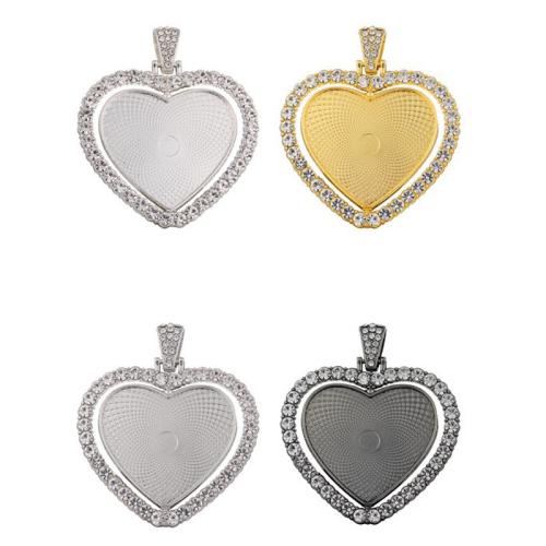 Cinc aleación Colgante Cabujón ajuste, aleación de zinc, Corazón, chapado, Bricolaje & con diamantes de imitación, más colores para la opción, 30mm, Vendido por UD