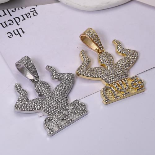 Tibetan Style Rhinestone Pendants, plated, DIY & with rhinestone, more colors for choice, 53x59mm, Sold By PC