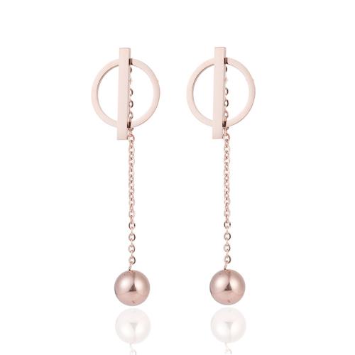 Titanium Steel  Earring, rose gold color plated, fashion jewelry, rose gold color, Sold By Pair