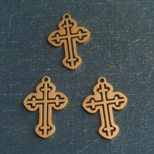 Titanium Steel Pendants, Cross, plated, DIY & hollow, more colors for choice, 10PCs/Bag, Sold By Bag