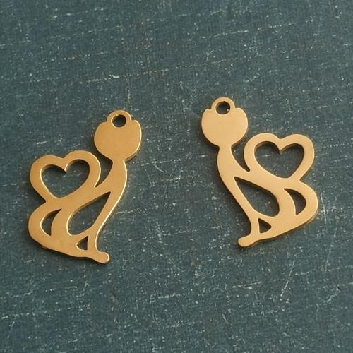 Titanium Steel Pendants, Cat, plated, DIY & hollow, more colors for choice, Sold By PC