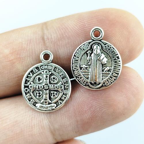 Tibetan Style Pendants, Round, silver color plated, DIY, silver color, 100PCs/Bag, Sold By Bag