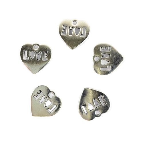 Tibetan Style Heart Pendants, silver color plated, DIY & hollow, silver color, 100PCs/Bag, Sold By Bag