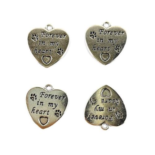 Подвеска- сердце из цинкового сплава, цинковый сплав, Сердце, плакирован серебром, DIY, серебряный, 100ПК/сумка, продается сумка