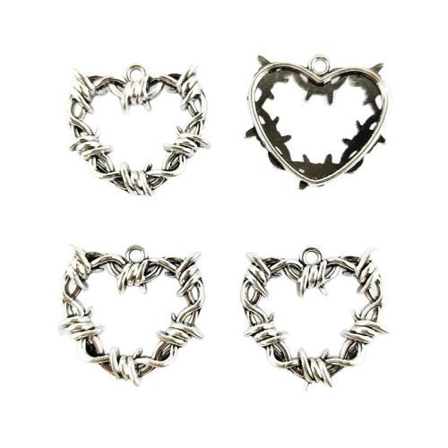 Подвеска- сердце из цинкового сплава, цинковый сплав, Сердце, плакирован серебром, DIY & отверстие, серебряный, 100ПК/сумка, продается сумка