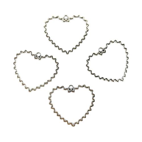 Подвеска- сердце из цинкового сплава, цинковый сплав, Сердце, плакирован серебром, DIY & отверстие, серебряный, 100ПК/сумка, продается сумка