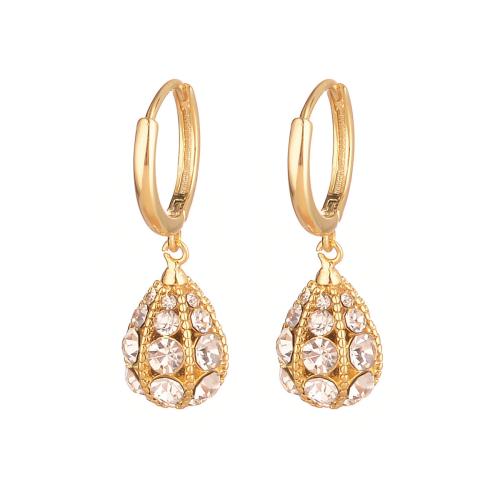 Brass Drop Earring, plated, different materials for choice & different styles for choice & for woman & with rhinestone, golden, Sold By Pair